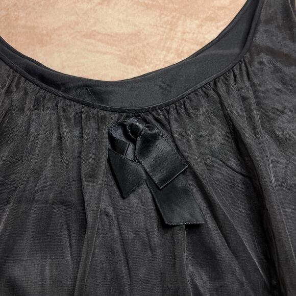 Vintage 60s Shadowline Black Sheer Sleeveless Midi Babydoll Lingerie Slip Dress - Picture 9 of 12
